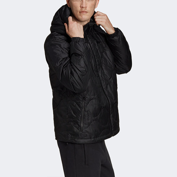 Пуховик adidas originals Sports Zipper hooded Long Sleeves Down Jacket Black, черный — фото 4