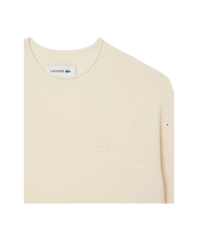 Пуловер Lacoste из чесаной шерсти, объемный, бежевый — фото 2