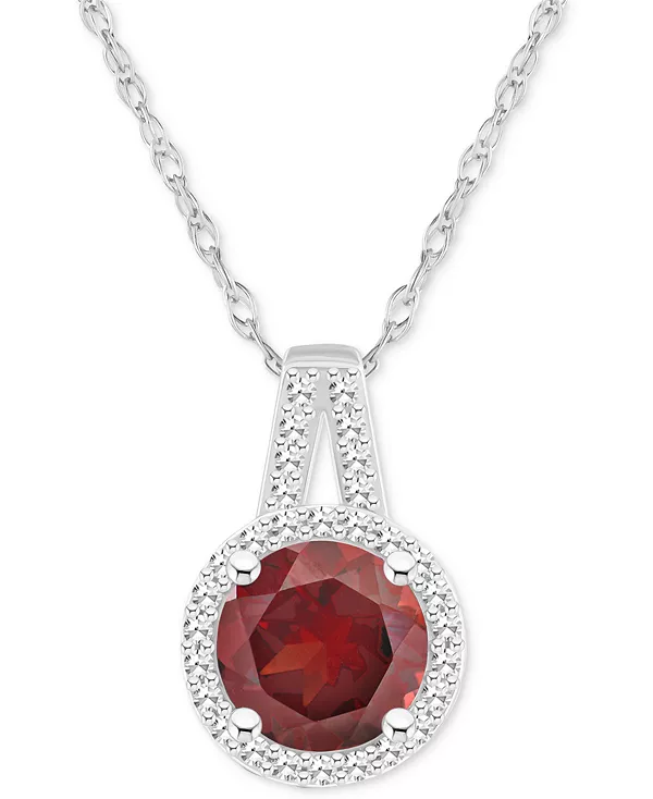 

Ожерелье с подвеской в виде ореола из аметиста (1-1/4 карата) и бриллианта (1/6 карата) длиной 18 дюймов из стерлингового серебра (также из цитрина, граната, перидота и голубого топаза) Macy'S, garnet