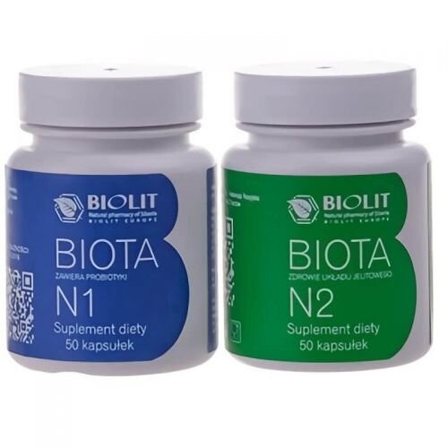 

Биота Комплекс Биота Н1 50 капсул Биота Н2 50 капсул Биолит Biolit