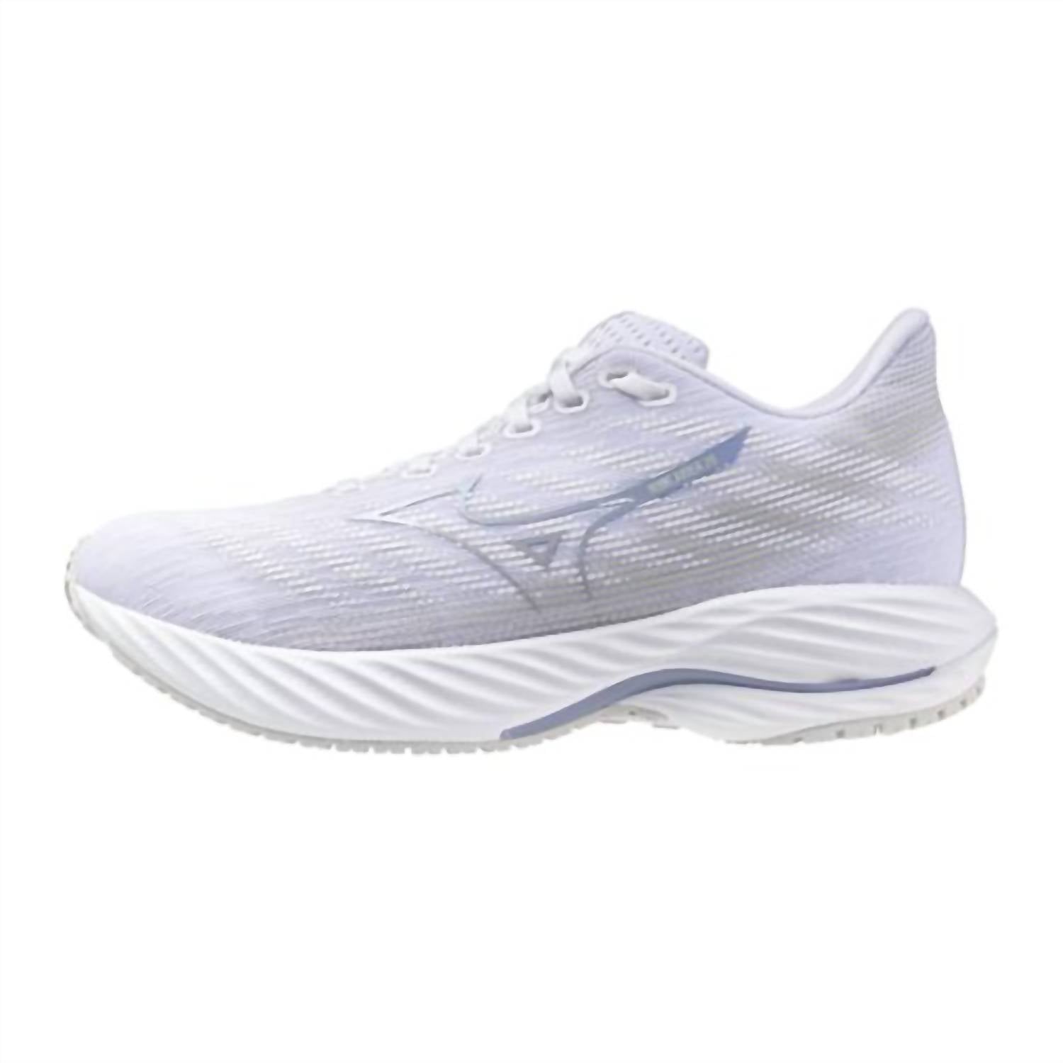 Женские кроссовки Wave Rider 28 в белом цвете и оттенке nimbus cloud MIZUNO