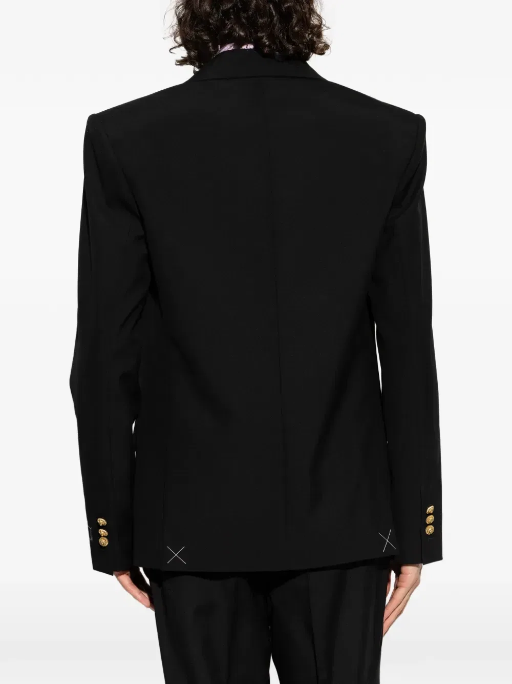 Двубортная куртка с пуговицами в виде льва BALMAIN, черный — фото 4