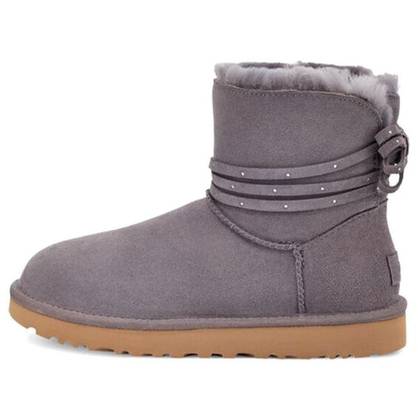 Ботинки зимние UGG с блестящим бантом, серый