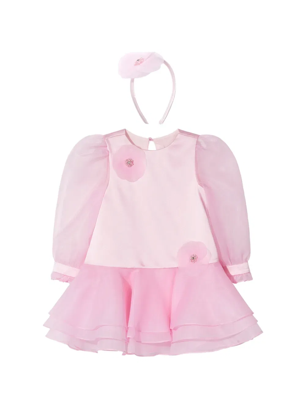 Многослойное платье с цветочным декором Dress & Fleur, розовый