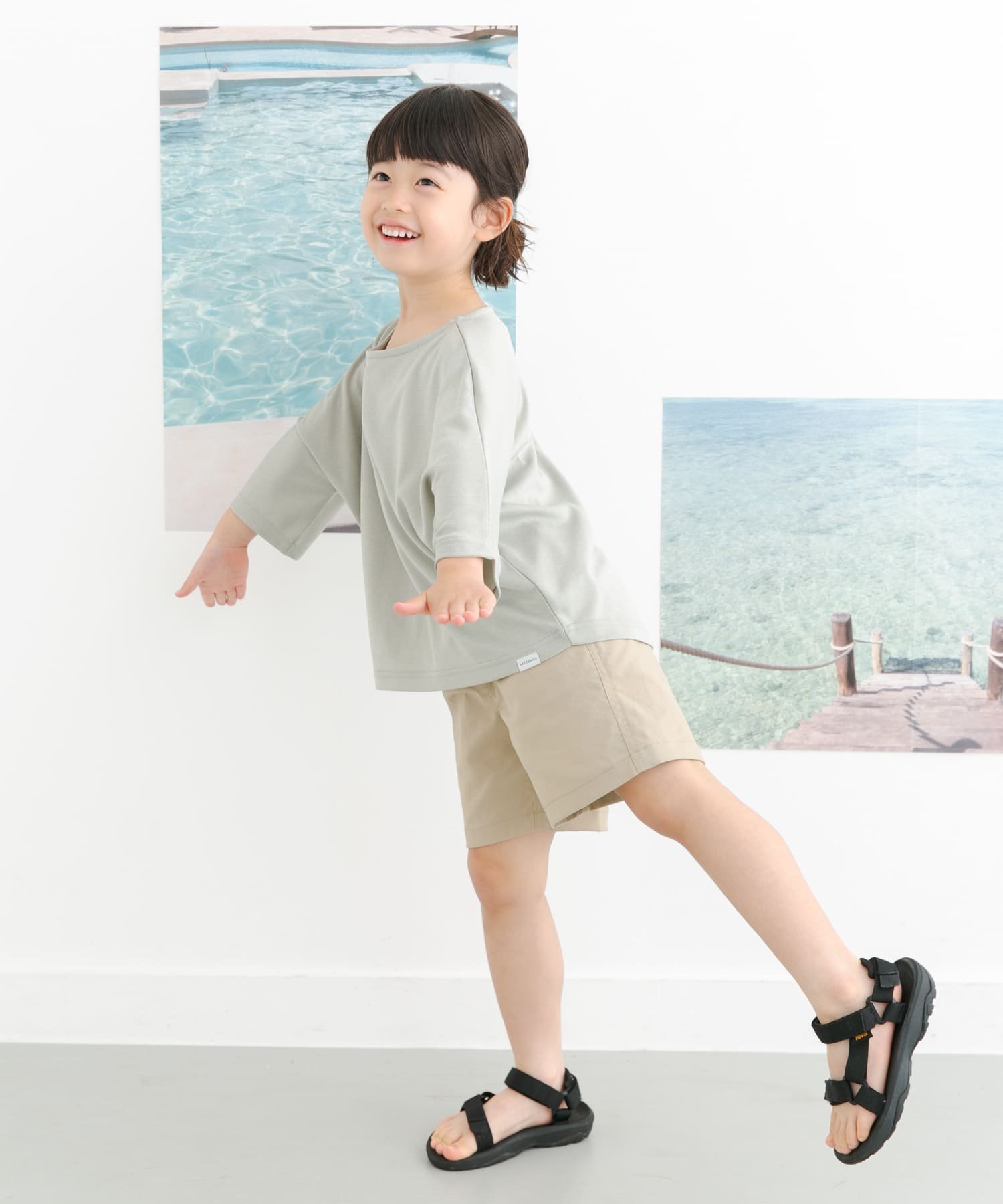 Футболка-рубашка "Dolman" из ткани "Parent-Child Link" (детская) URBAN RESEARCH DOORS, MINT — фото 4