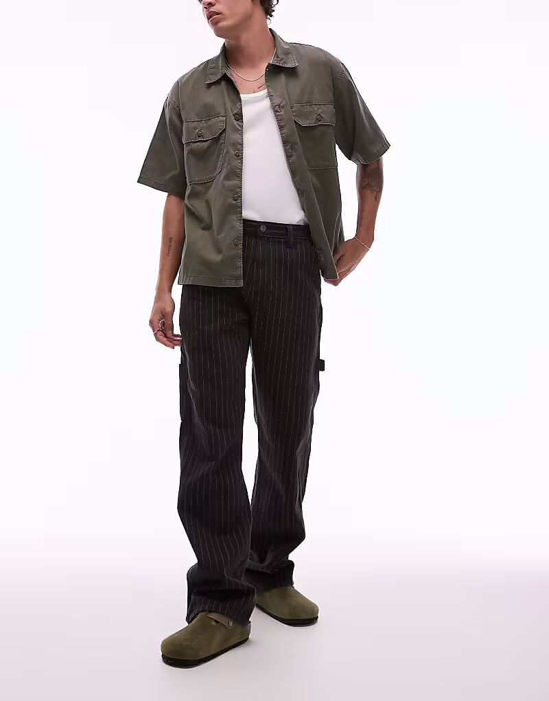 

Плотницкие брюки Dickies в тонкую полоску черного и бежевого цветов