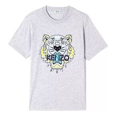 

Футболка men's multi-color printing tiger head pattern short sleeve gray Kenzo, серый