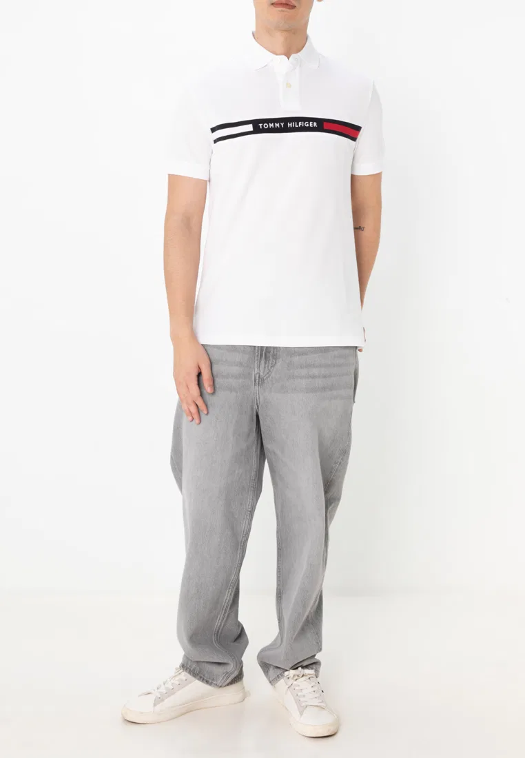 Поло Regular Fit с вышитыми полосками, Tommy Hilfiger, белый — фото 4