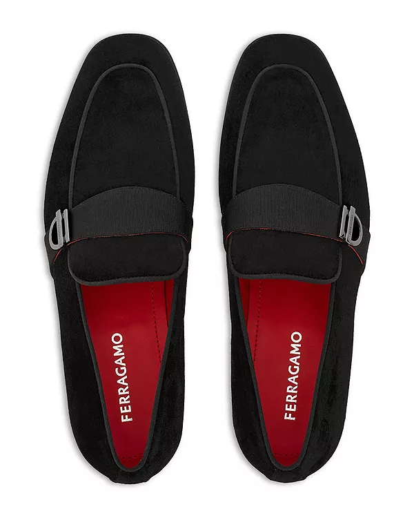 Мужские лоферы из горького бархата Ferragamo, черный — фото 2