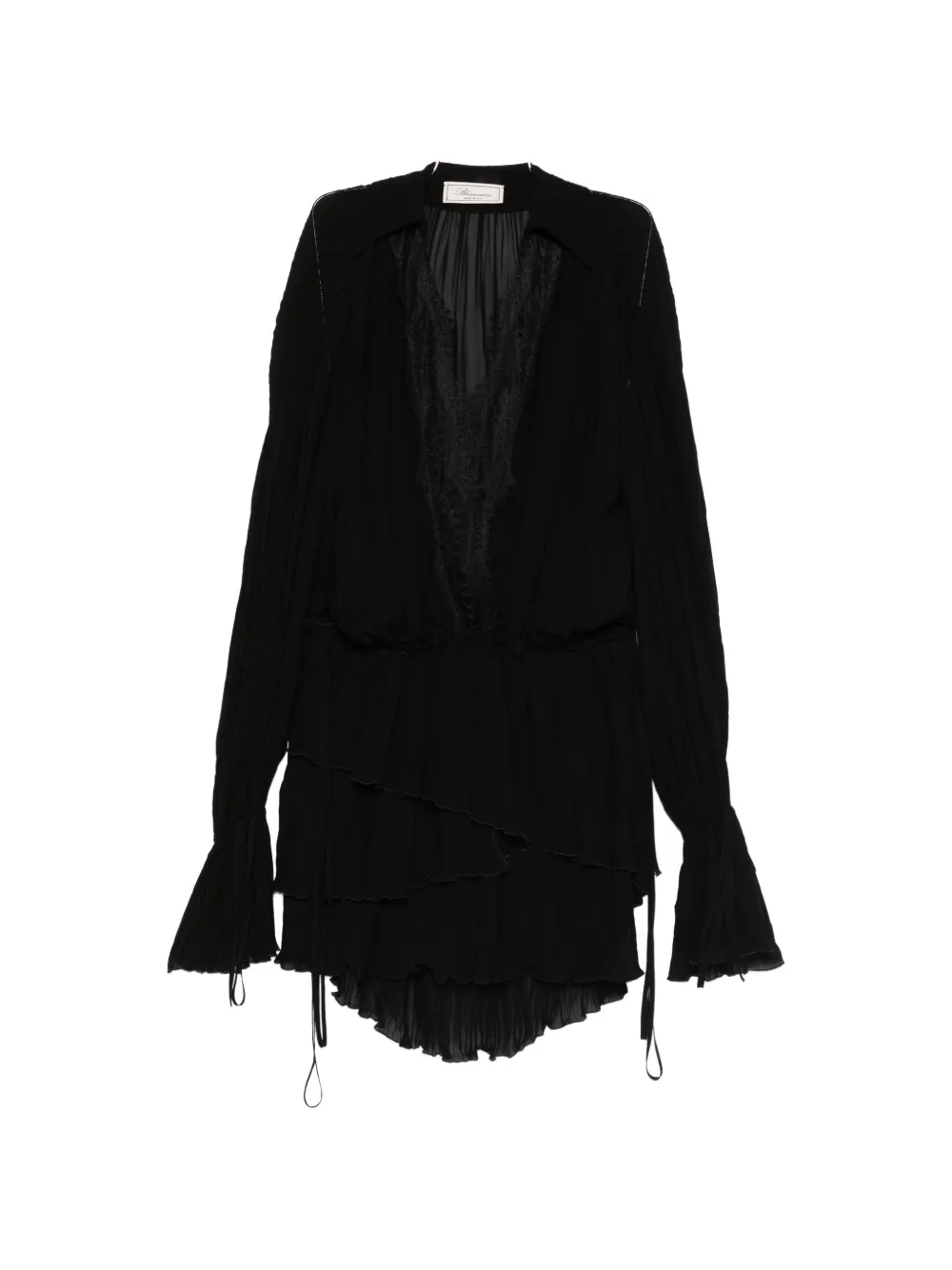 

Мини-платье с кружевной отделкой Blumarine, черный