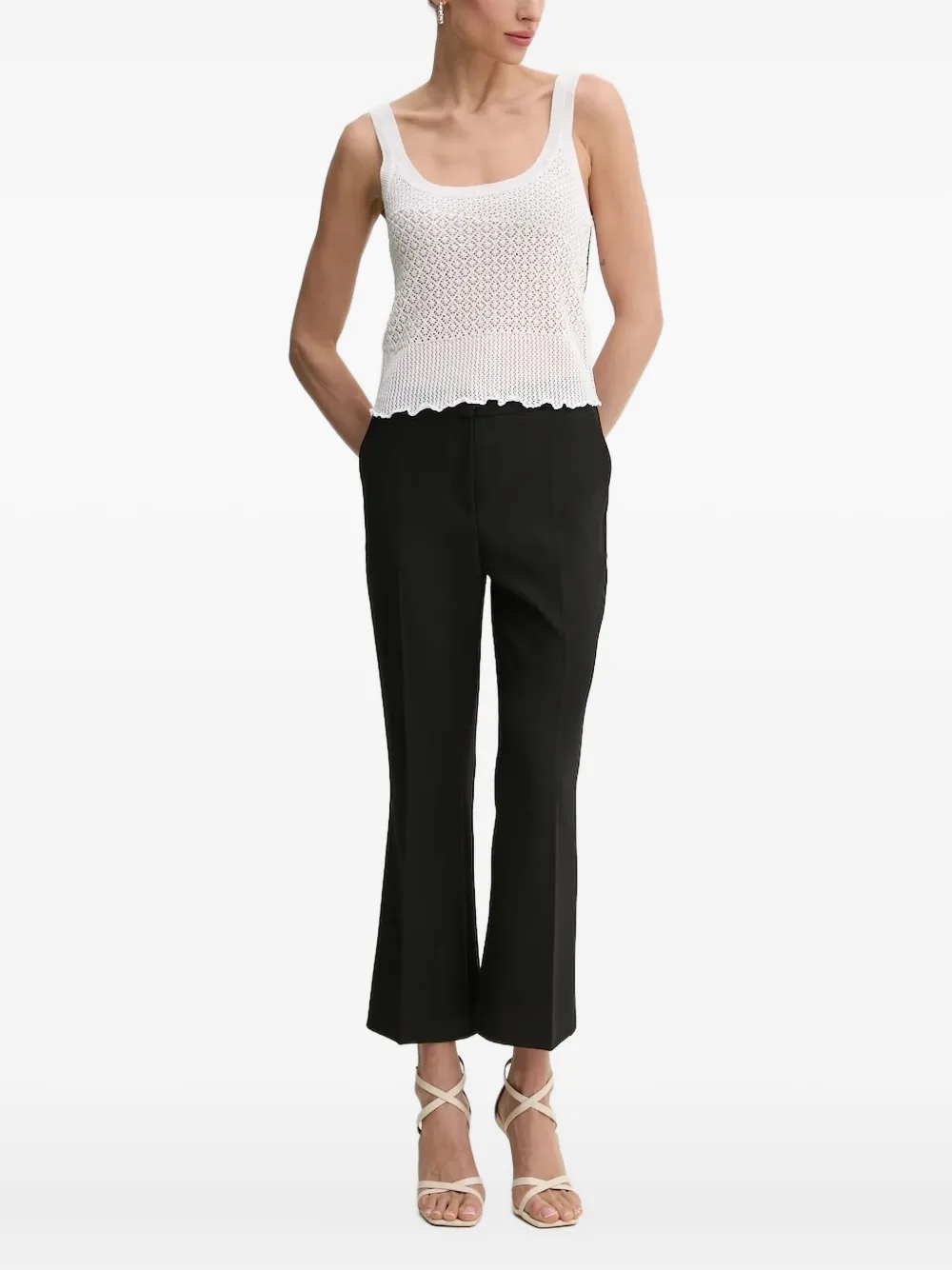 

Топ открытой вязки с фестончатым подолом PINKO, белый