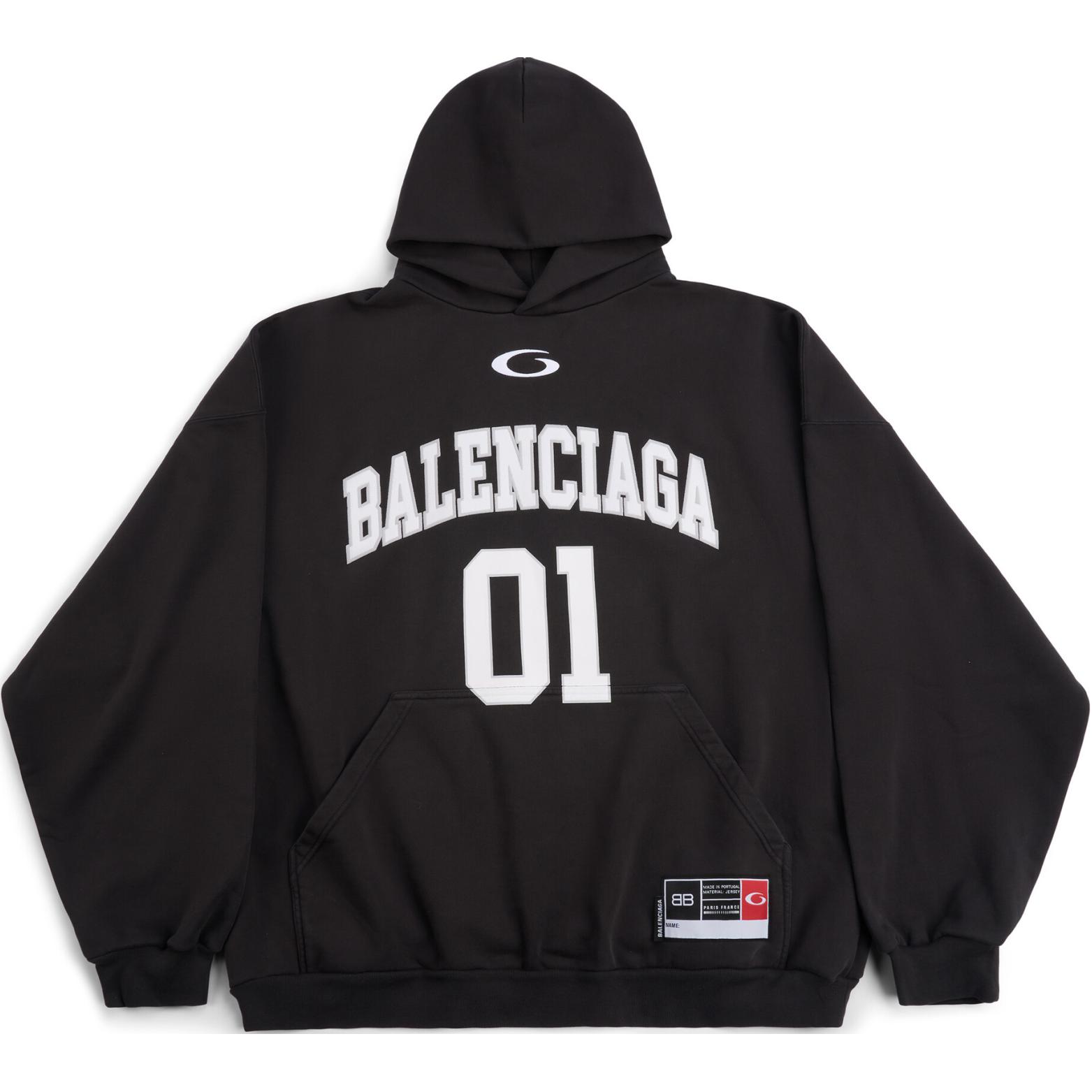 Худи Balenciaga Basketball Series - Large Fit, черный — фото 2