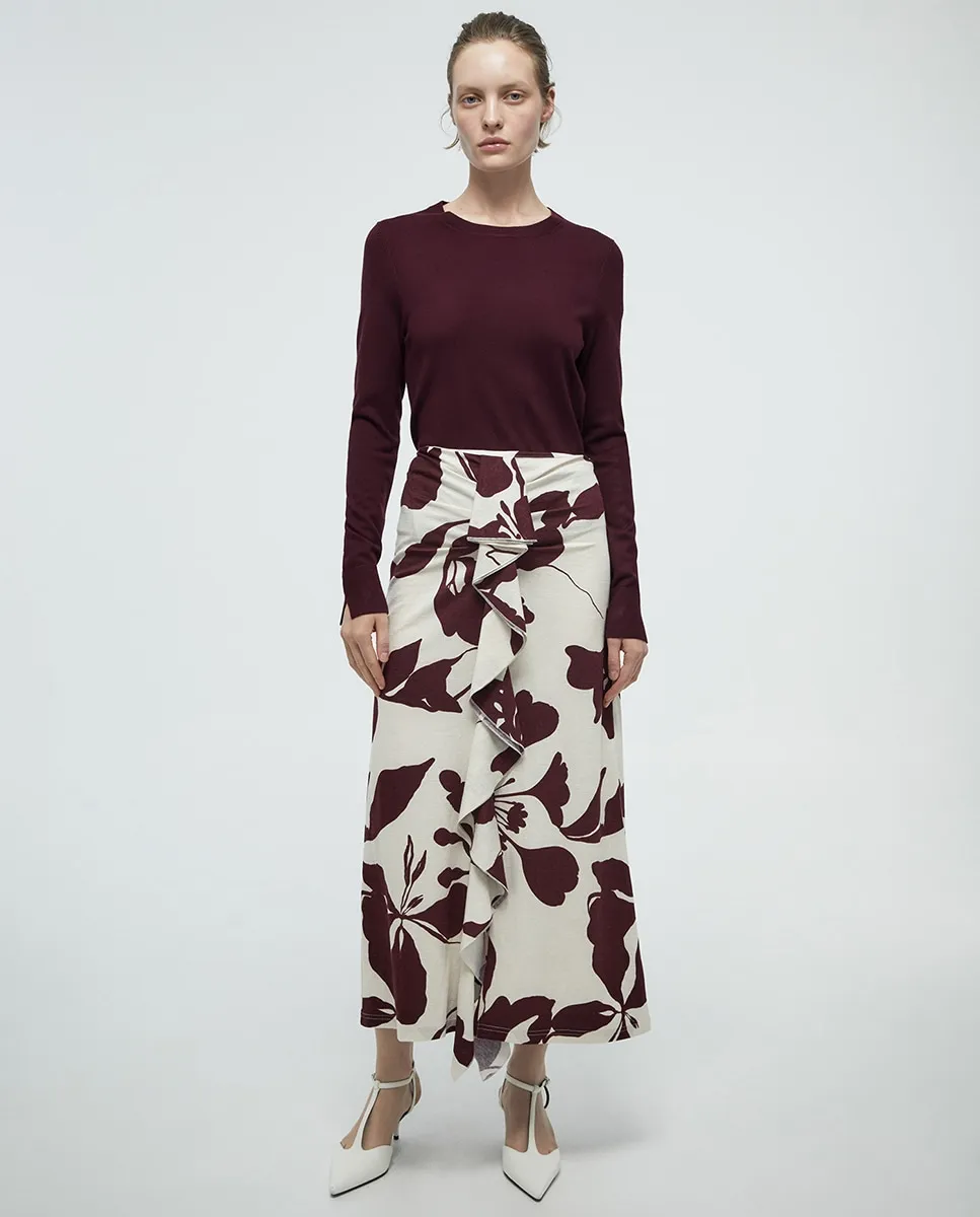 

Льняная юбка с воланами Sfera, бордовый