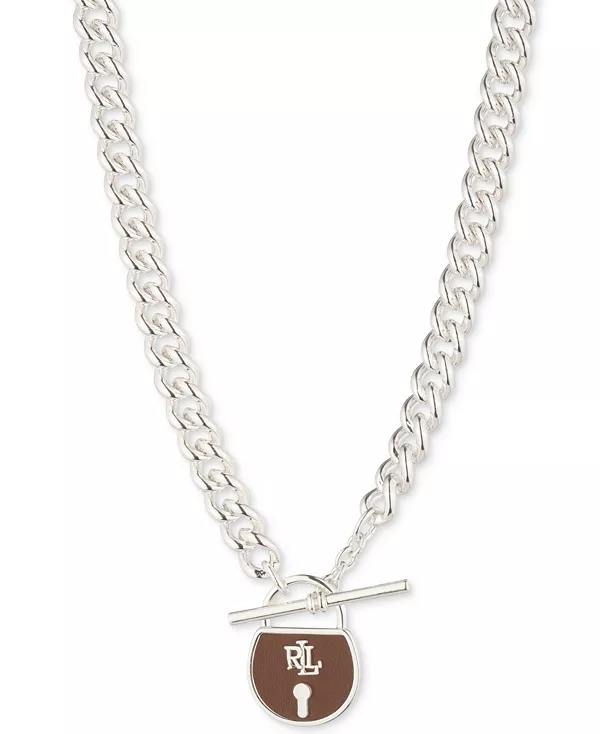 

Ожерелье с кожаным замком, 16 дюймов Lauren Ralph Lauren, brown