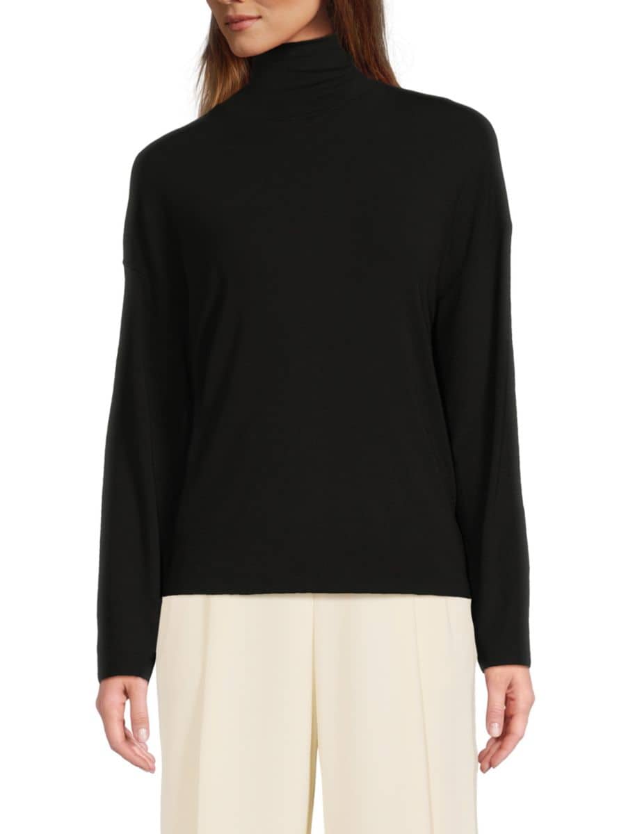 

Однотонный свитер с высоким воротом Vince, черный