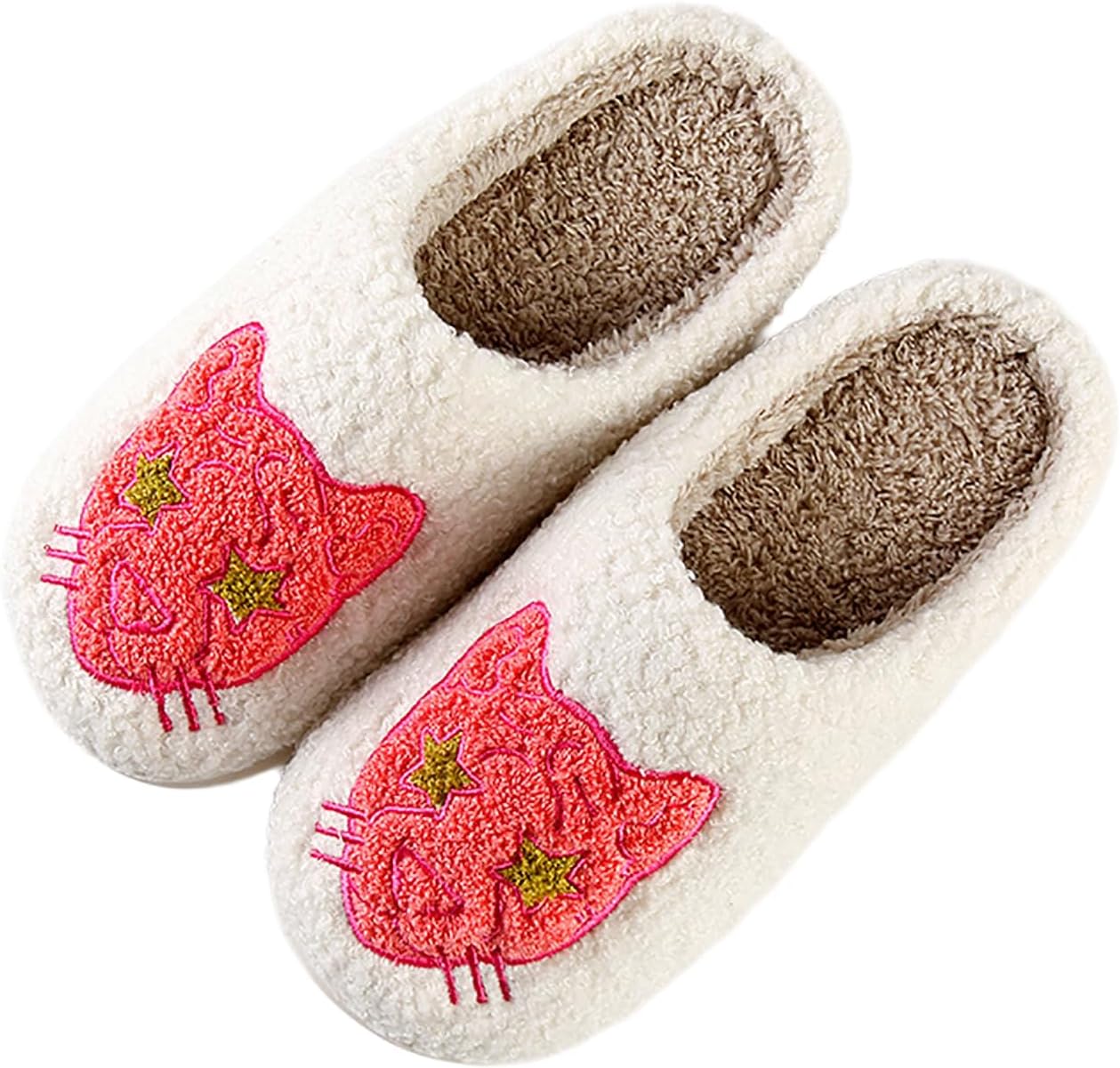 

Женские и мужские домашние тапочки QSKPC с сердцем, вишневым грибом, глазом Фатимы и мультяшными животными, с уютной плюшевой мемори-пенной стелькой для пары, Leopard's Head