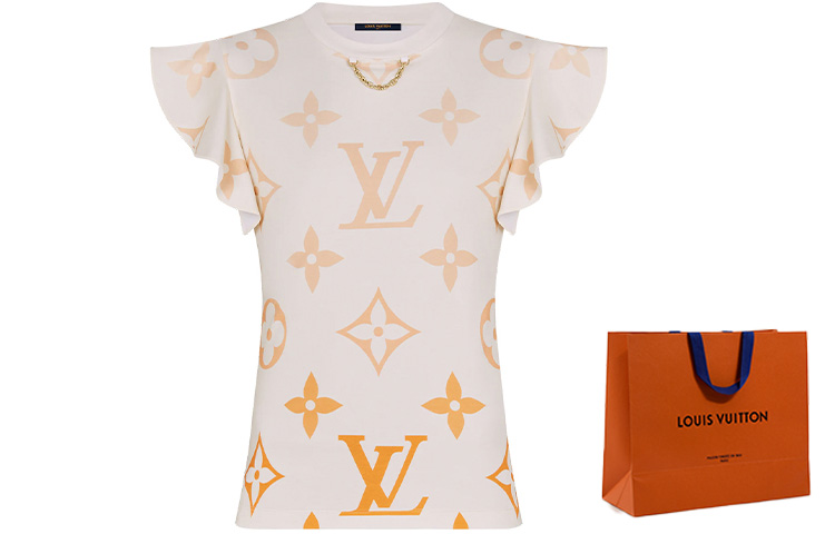 Футболка женская светло-розовая LOUIS VUITTON, с подарочной сумкой — фото 3
