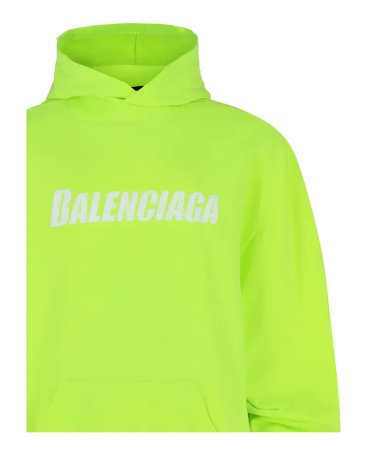 Худи Balenciaga с рваным графическим принтом, цвет «желтый/флуоресцентный белый» — фото 3
