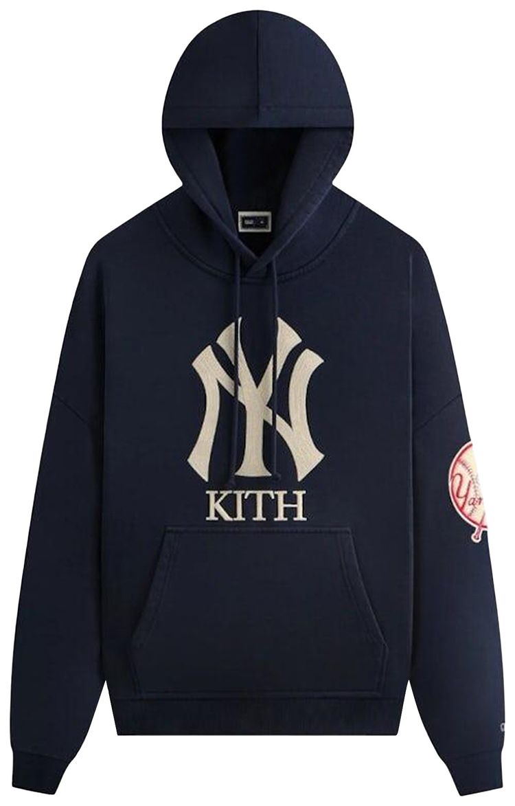 

Укороченная толстовка Kith x New York Yankees Plush Fleece Cropped Braxton Hoodie, синий