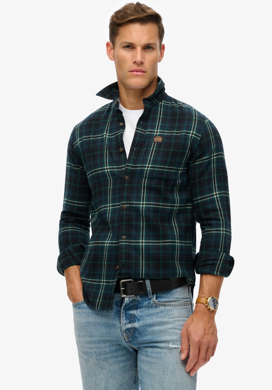 Клетчатая рубашка Superdry Comfort fit Button Up Shirt, темно-зеленый — фото 2