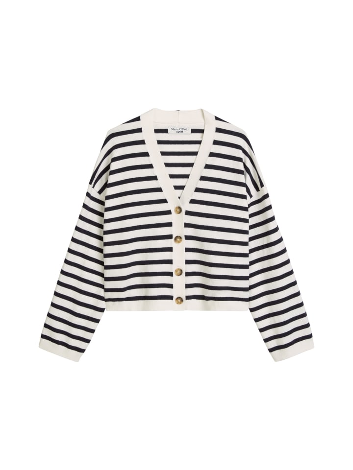 

Marc O'Polo DENIM Кардиган в полоску с V-образным вырезом, свободного кроя, темно-синего цвета