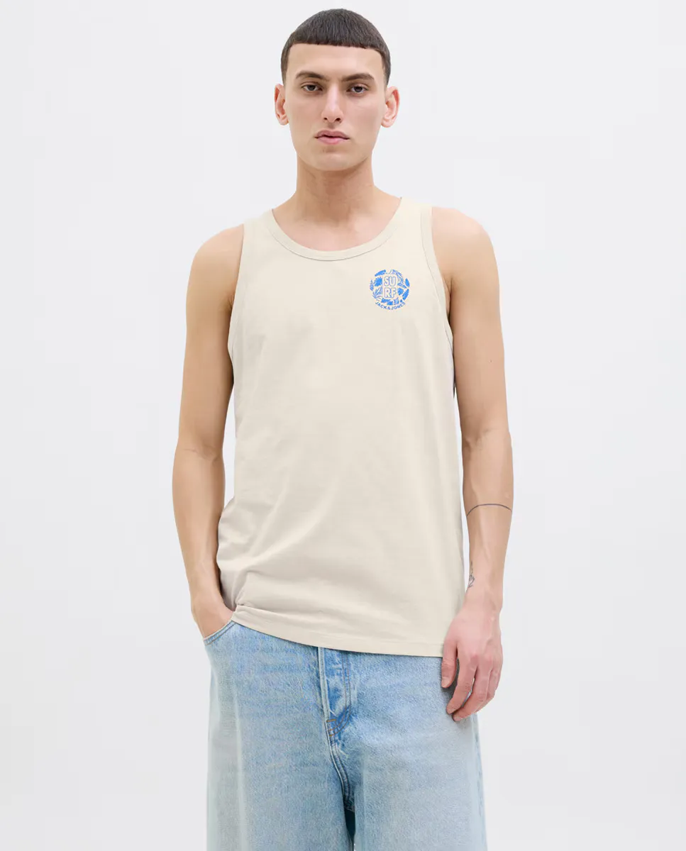 

Мужская футболка без рукавов с принтом сбоку Jack & Jones, натуральный