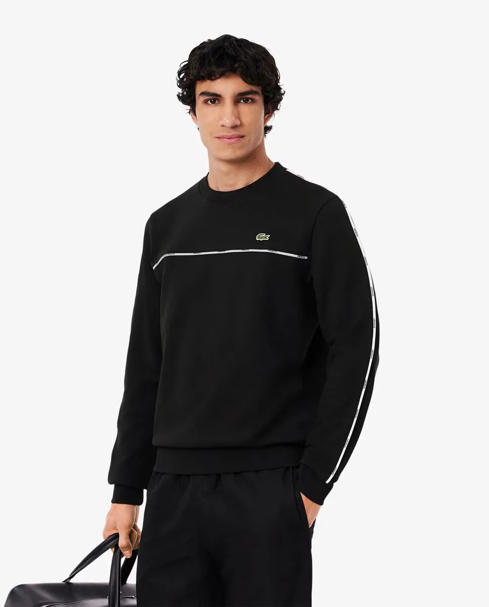 

Мужской флисовый свитшот с отделкой логотипом Lacoste, чёрный