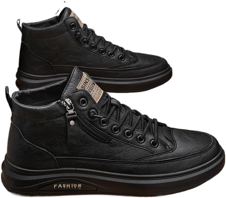 

Мужские повседневные ботинки для вождения на шнуровке, черная кожа, походные ботинки с ручной прошивкой, платформой, противоскользящие, с амортизацией, осенне-зимние теплые ботинки до щиколотки Hhhchpm