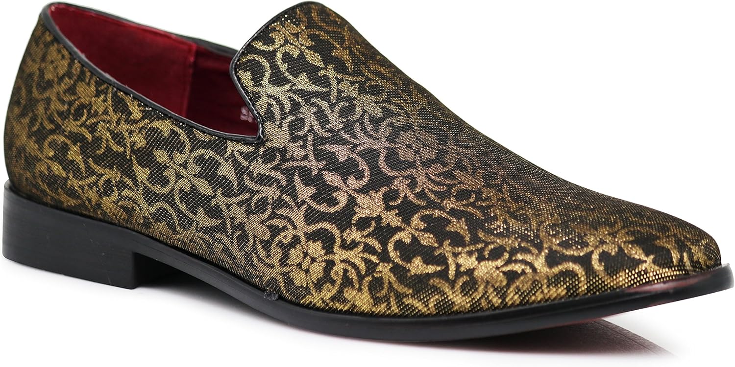 

Мужские винтажные сатиновые шелковистые лоферы ARK1 с цветочным узором, для вечернего наряда, дизайнерская модель Enzo Romeo, золотой