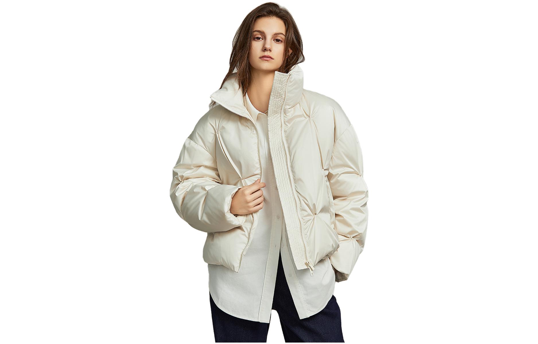 

ELLE Пуховик Women's Ecru Stand Collar Moderate Others