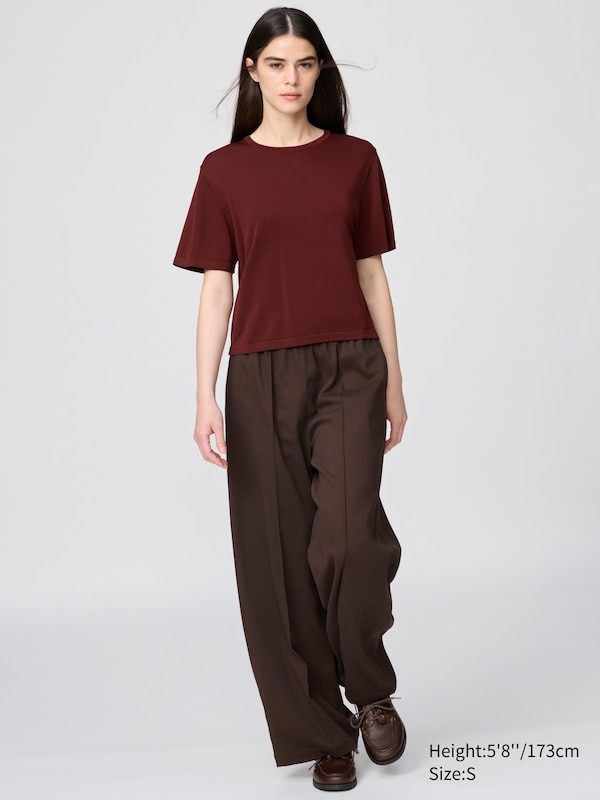 Вязаная футболка boxy Uniqlo, 09 black — фото 2