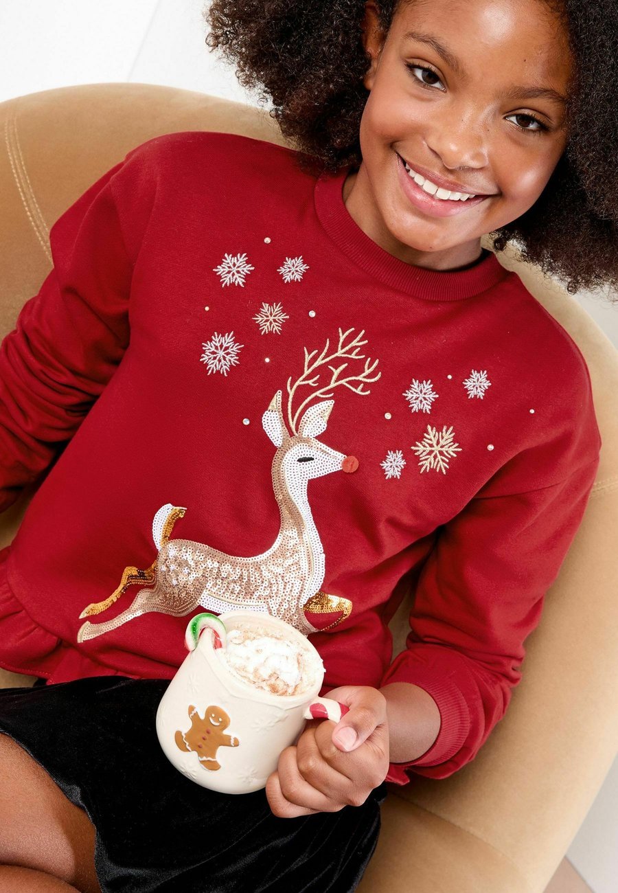 Толстовка Lipsy LOOSE CREW NECK , Red Reindeer/Red — фото 4
