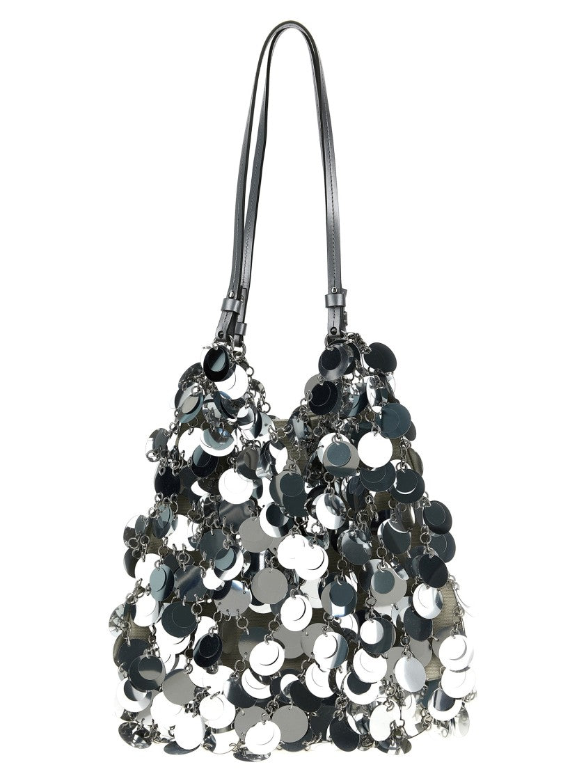 

Сумка через плечо 'Silver Sparkle Discs Large' с серебристыми блестящими дисками Paco Rabanne