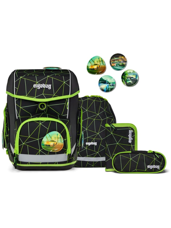 

Ergobag Школьный рюкзак Cubo, 5 предметов, CyBär Race 2025, зеленый