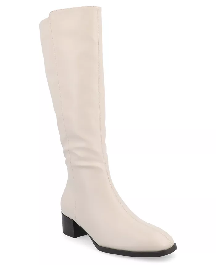 Женские ботинки Devri Block Heel до колена Journee Collection, загар/бежевый