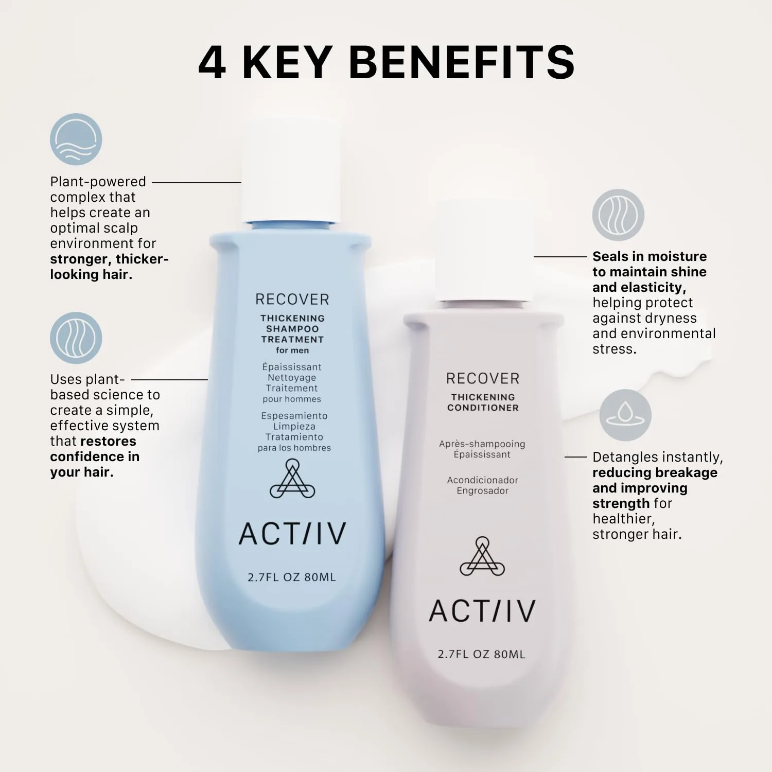ACTIIV Recover Travel Duo для мужчин | Способствует приданию волосам густоты и здорового вида, на растительной основе, подходит для окрашенных волос, веганский продукт, подходит для всех типов волос — фото 3
