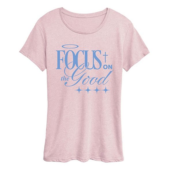 

Женская футболка с принтом Focus on the good Licensed Character, Heather Pink, Розовый, Женская футболка с принтом Focus on the good Licensed Character, Heather Pink