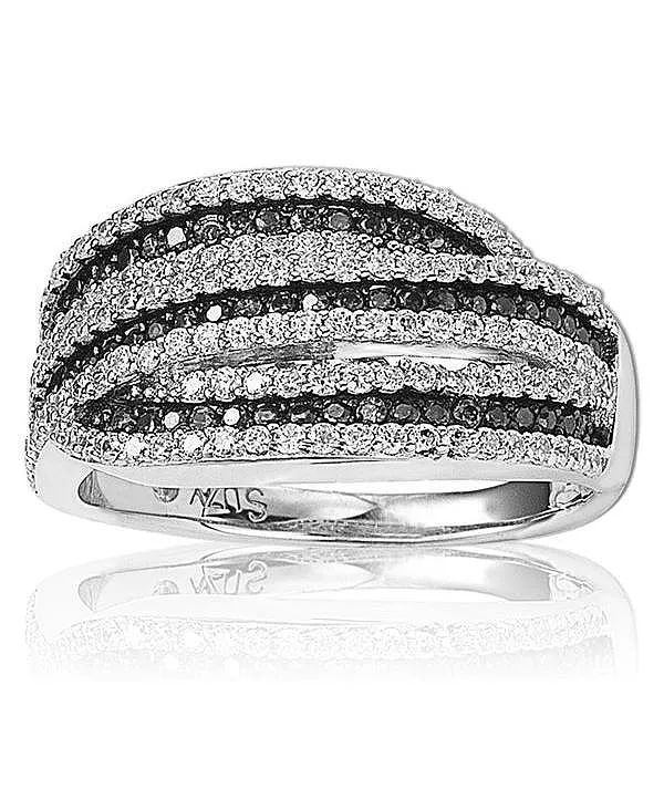 

Кольцо Suzy Levian из стерлингового серебра с кубическим цирконием в полоску Suzy Levian New York, black