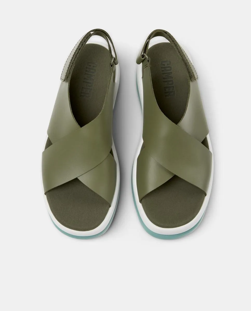 Сандалии женские на платформе Pelotas Flota Up из кожи Camper, зеленый — фото 2