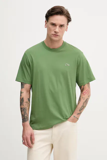 Футболка мужская Lacoste базовая, 100% хлопок, зеленый
