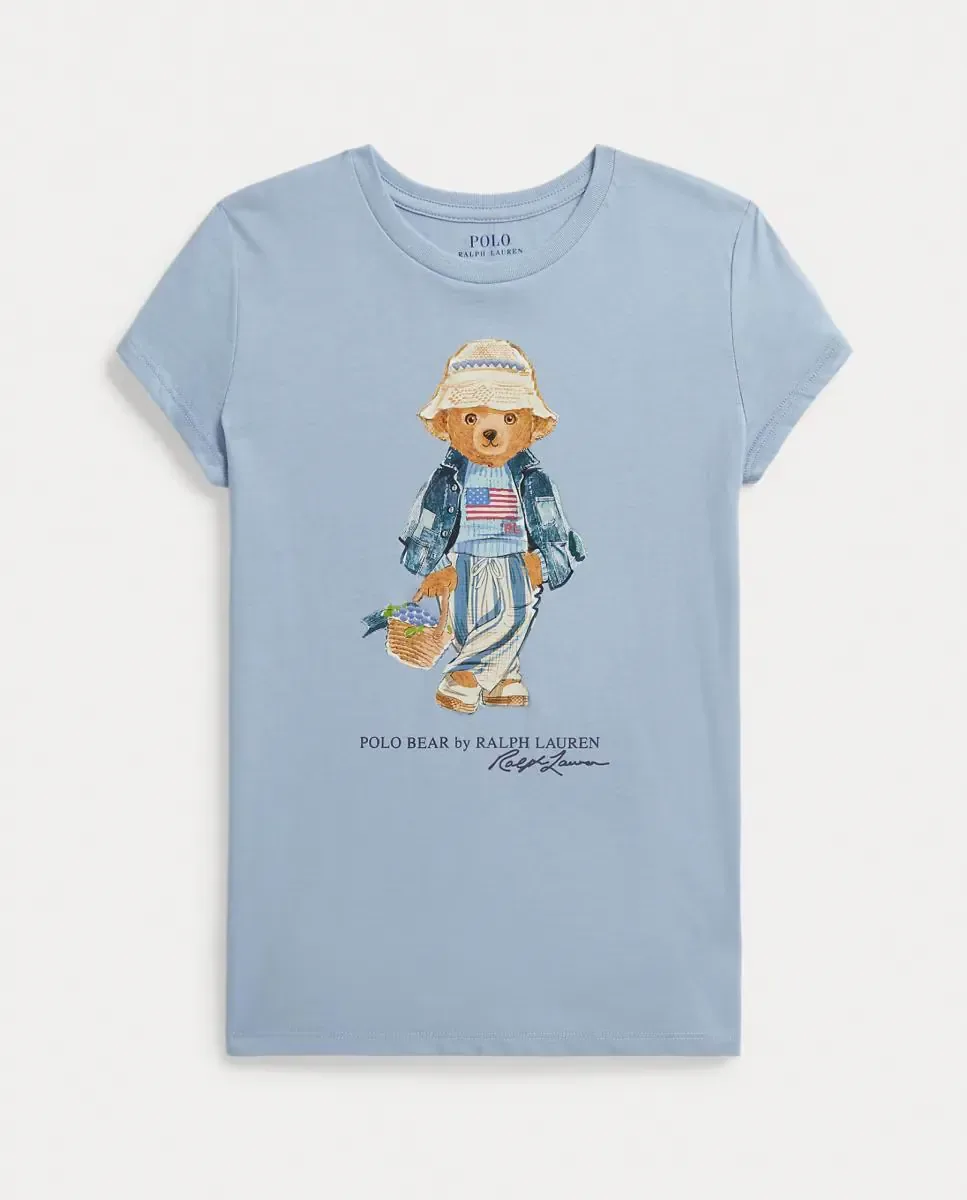 Детская футболка из трикотажа с медвежонком Polo Polo Ralph Lauren, индиго — фото 4