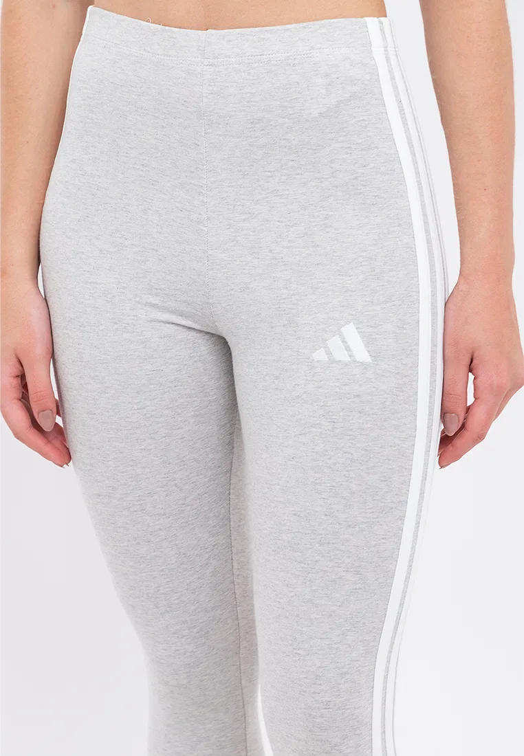 Леггинсы хлопковые, 3 полоски, Essentials Adidas, белый/светло-серый — фото 4