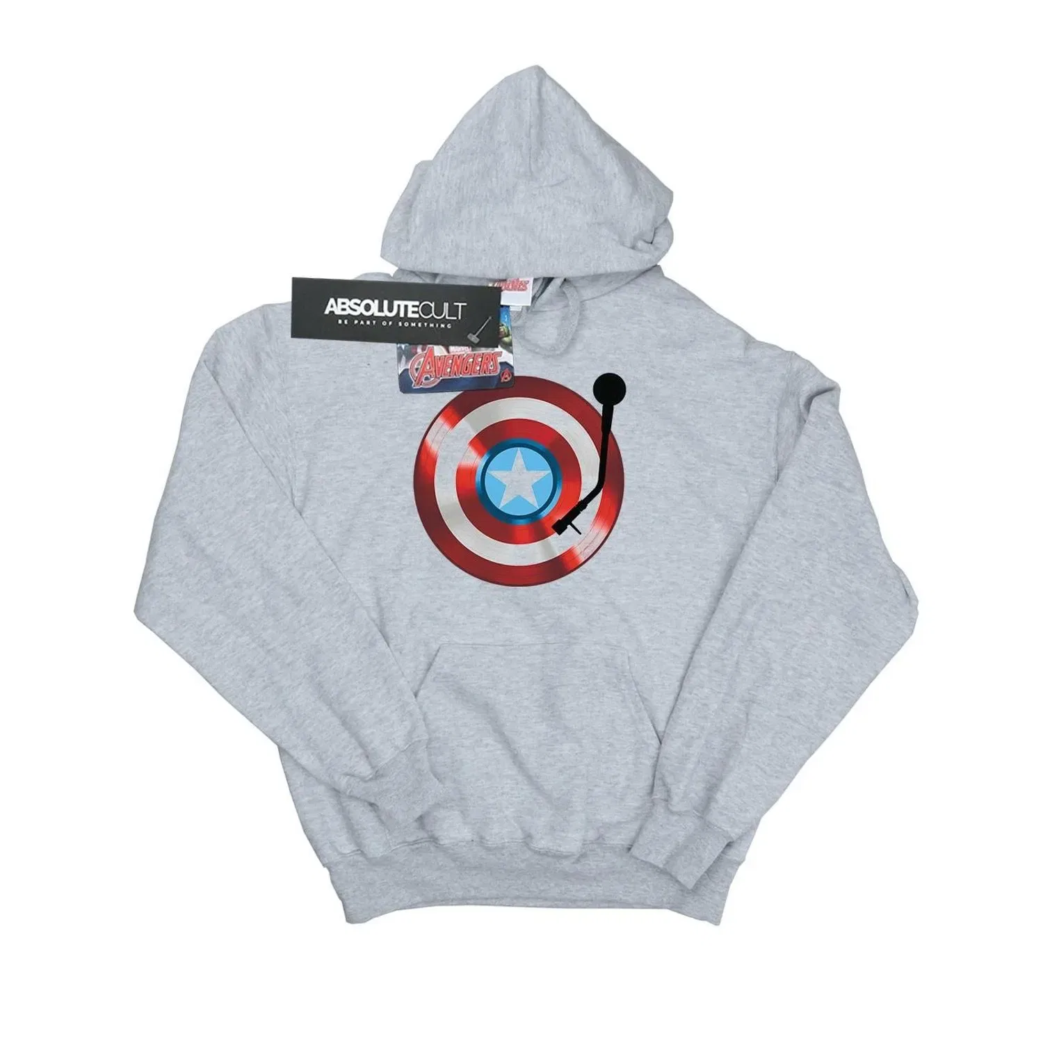 Худи Marvel Captain America с принтом, серый — фото 2