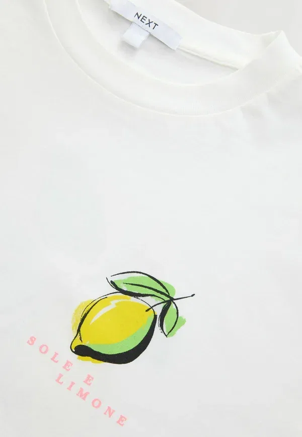Футболка с круглым вырезом и принтом Regular fit lemon graphic print, Next, белый — фото 3