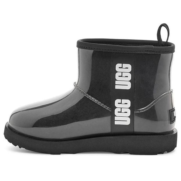 

Зимние ботинки UGG Classic Clear Mini II Large LOGO Fleece Lined Big Boys Black, черный