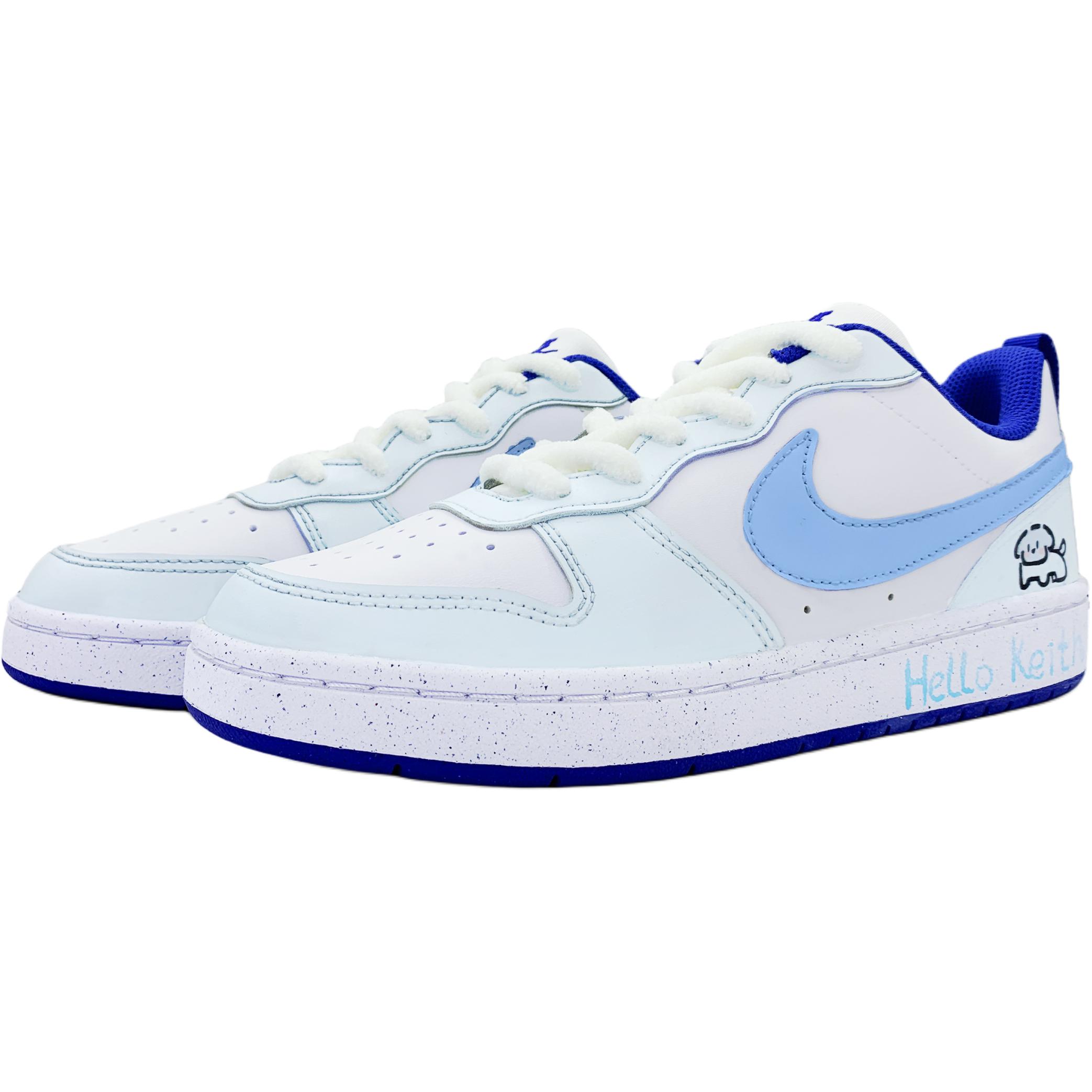Nike Кроссовки для скейтбординга Court Borough Quirky Puppy с нескользящей подошвой, износостойкие, синие, для подростков — фото 3