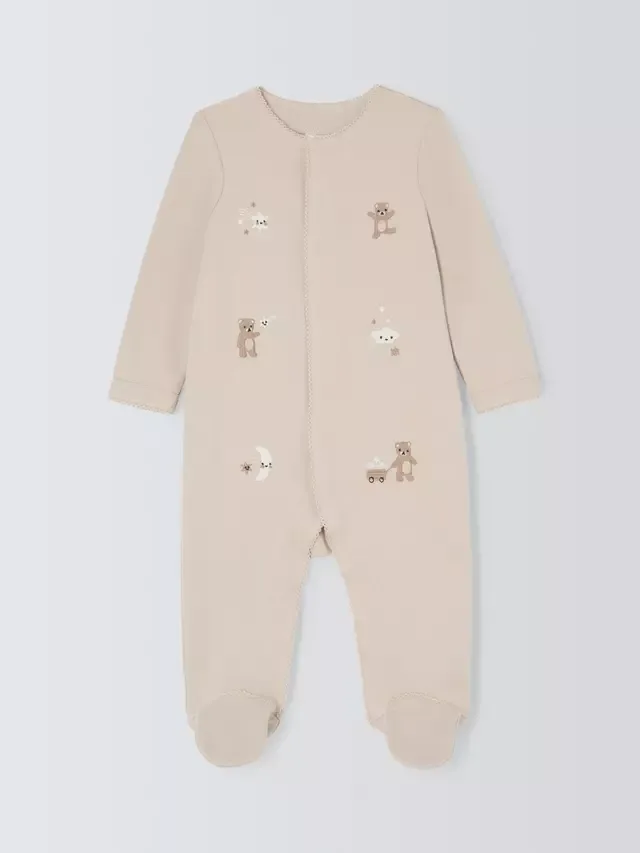 Детский комбинезончик для сна из хлопка пима, натуральный цвет John Lewis