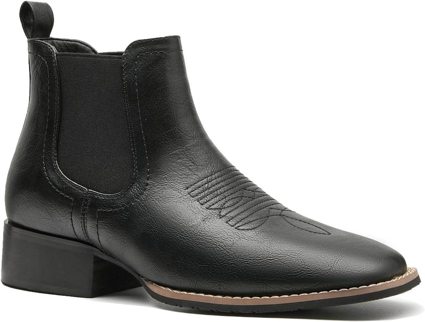 

Мужские ковбойские ботинки Uootopo Western с квадратным носком, удобные, с ретро-стилем, черный