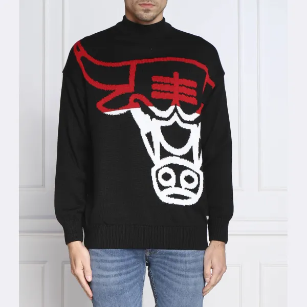 

Knit_Chicagobulls свитер обычного кроя с добавлением шерсти Boss, черный