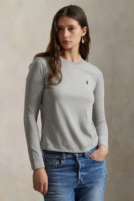 Лонгслив из мягкого хлопка Polo Ralph Lauren, серый